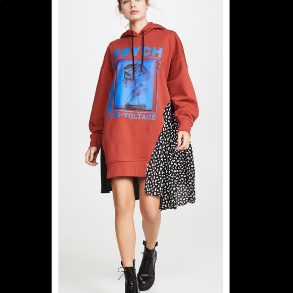Alexander McQueen Dresses & Skirts - Alexander McQueen Woman’s Hybrid Asymmetrical Hoodie Dress Size S MCQ Cotton